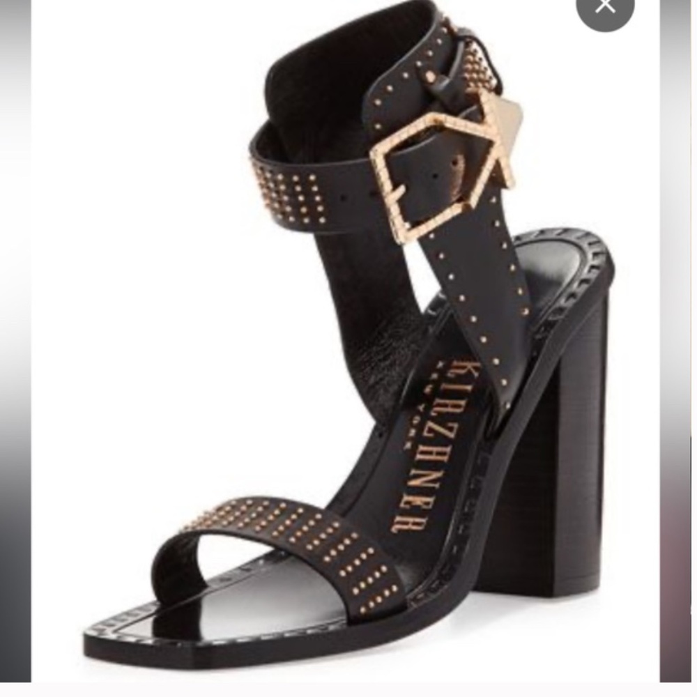 Black Leather  Shoes W/ Gold Embellishments